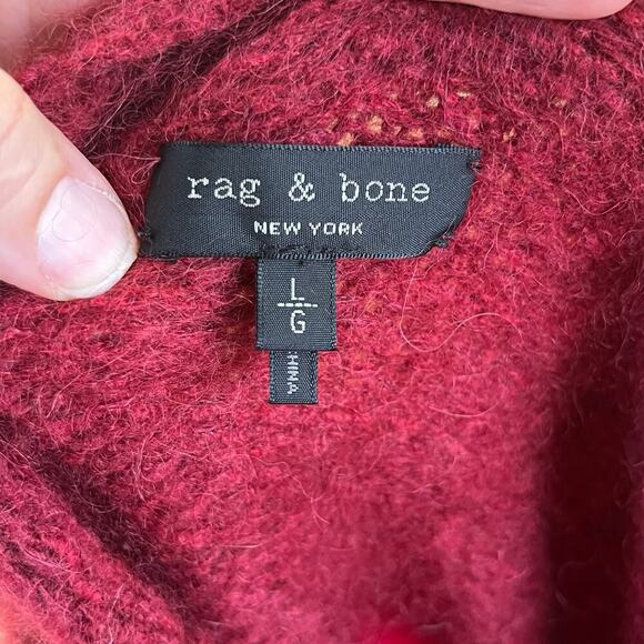 Rag & Bone Women's Holland Funnel Neck Sweater In Burgundy Stripe Size L - Picture 8 of 10